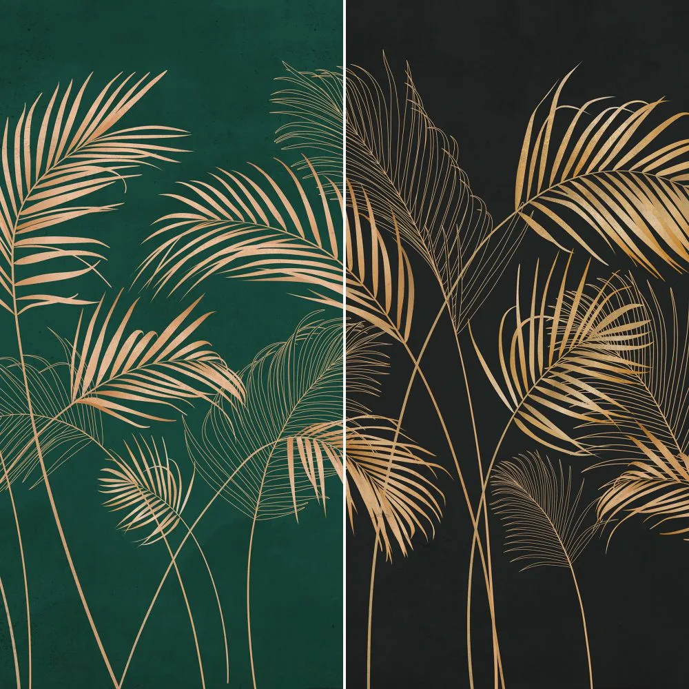 Dress-wall - Wallpaper Palm leaves dark 3D Model