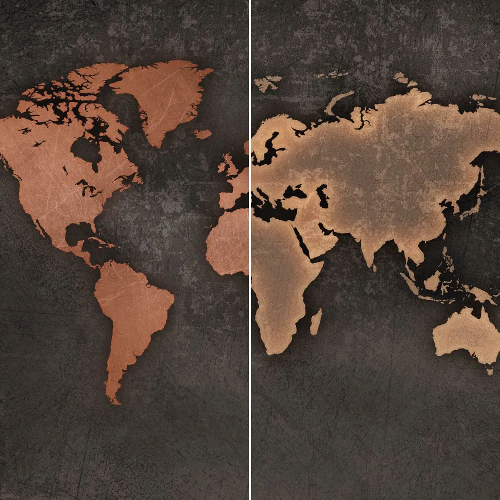 Dress-wall - Wallpaper World map сopper 3D Model