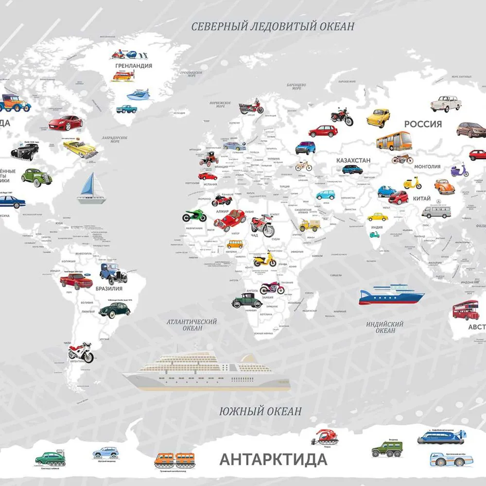 Dress-wall - Wallpaper World map with cars 3D Model