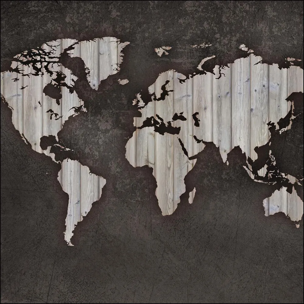 Dress-wall - Wallpaper World map wood 3D Model