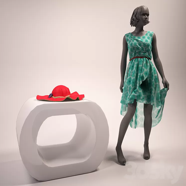 Dress with a hat 3D Model