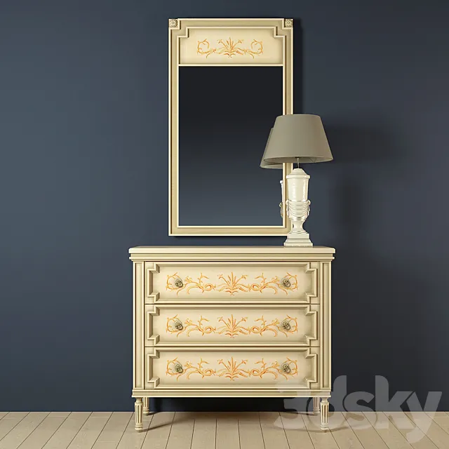 dresser and mirror DEYPU dormit 63 burdeos + reading lamp 3DModel