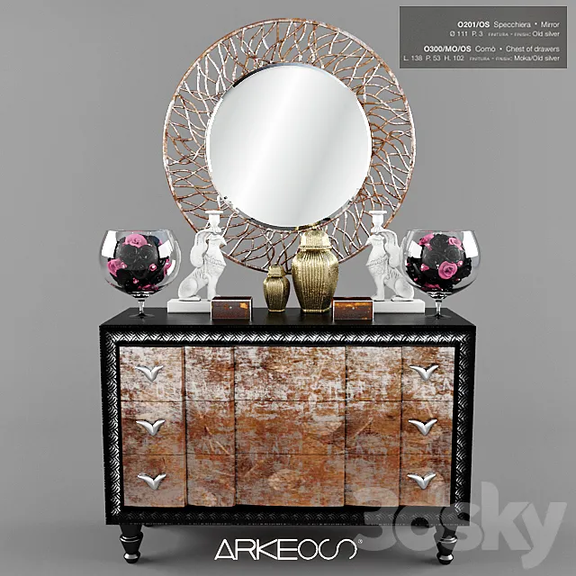 Dresser and mirror Italian factory Arkeos 3D Model