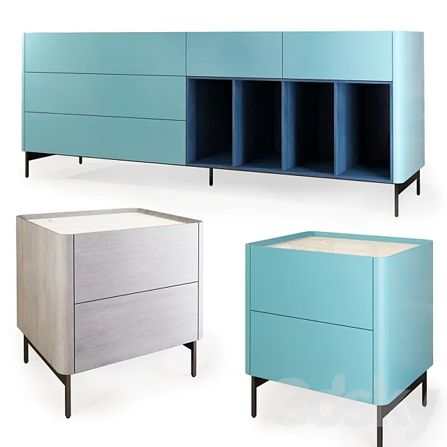 Dresser and nightstand Iris. Nightstand sideboard IRIS by Furman 3D Model