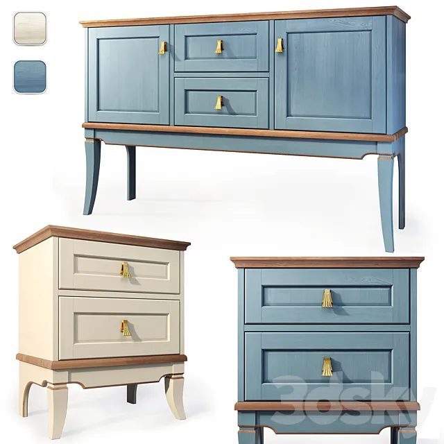 Dresser and nightstand Telma. Gomeldrev. Dresser. nightstand 3DModel
