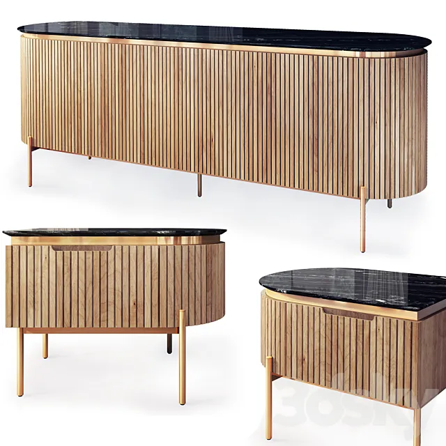 Dresser and nightstand Tesla wooden. Nightstand sideboard by Medusa Home 3D Model