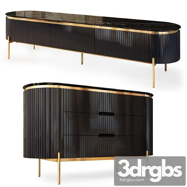 Dresser and tv stand tesla black. dresser tv stand by medusa home 2 3D Model Free