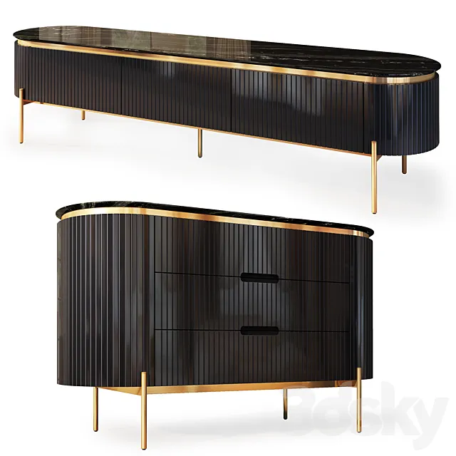 Dresser and TV stand Tesla black. Dresser TV stand by Medusa Home 3D Model