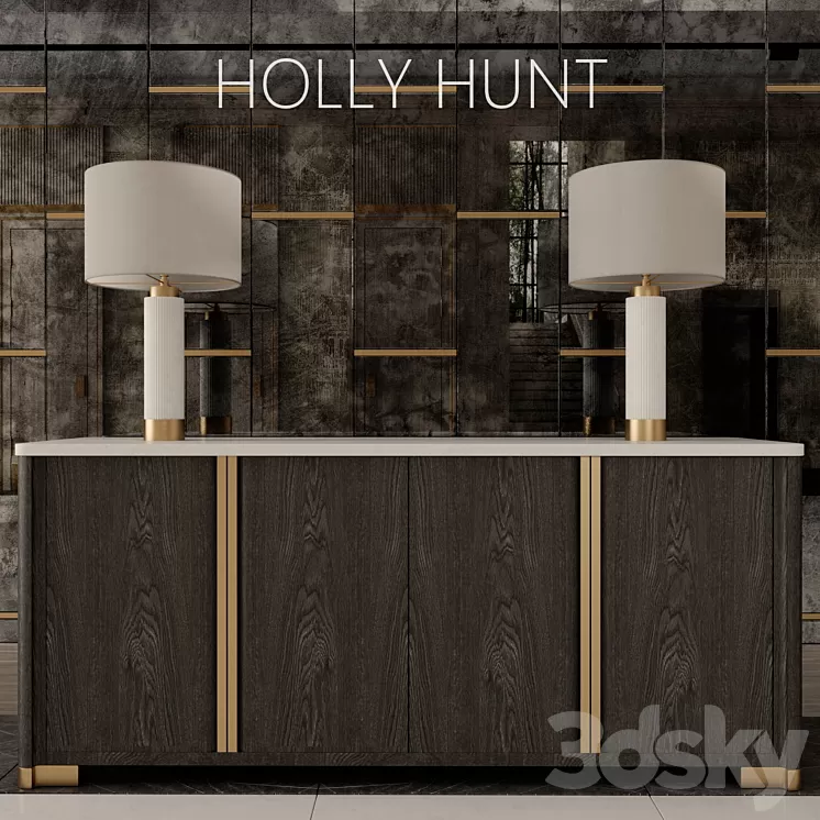dresser Holly Hunt lamp HEATHFIELD & Co mirror panels 3D Model