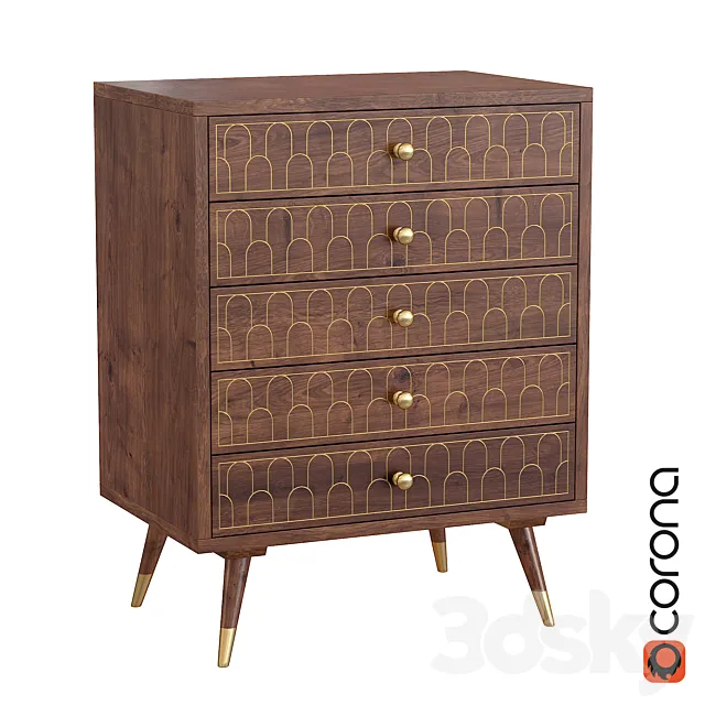Dresser Muskat Five Drawers Kare Design 3D Model