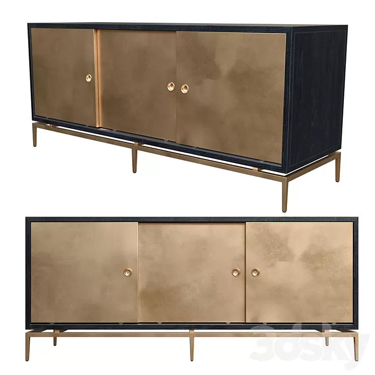 Dresser with metal sliding doors 3D Model