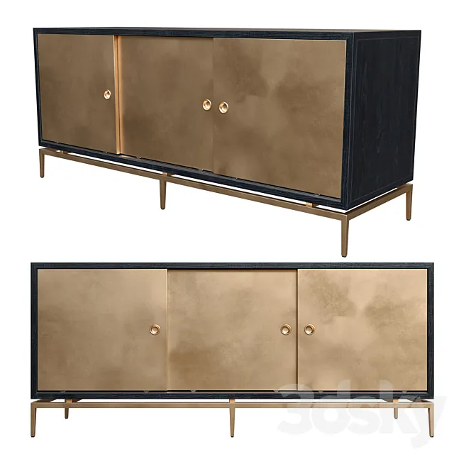 Dresser with metal sliding doors 3DModel