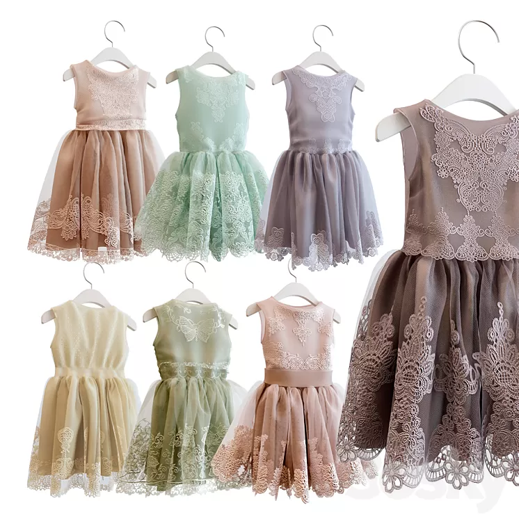 Dresses for a little princess 3D Model