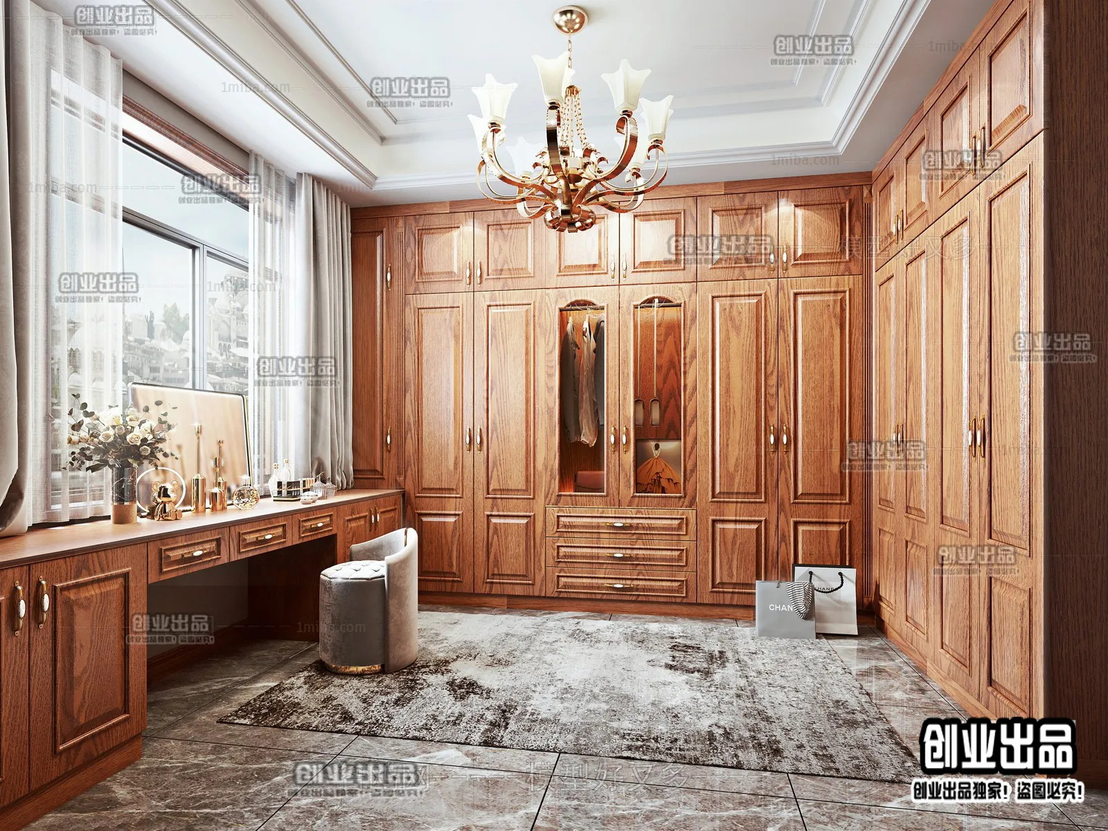 Dressing Room 3D Interior Scene - American Style - 001