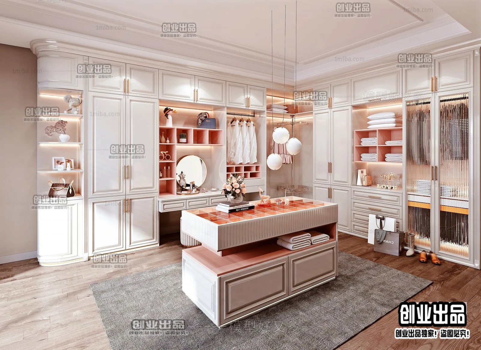 Dressing Room 3D Interior Scene - American Style - 003