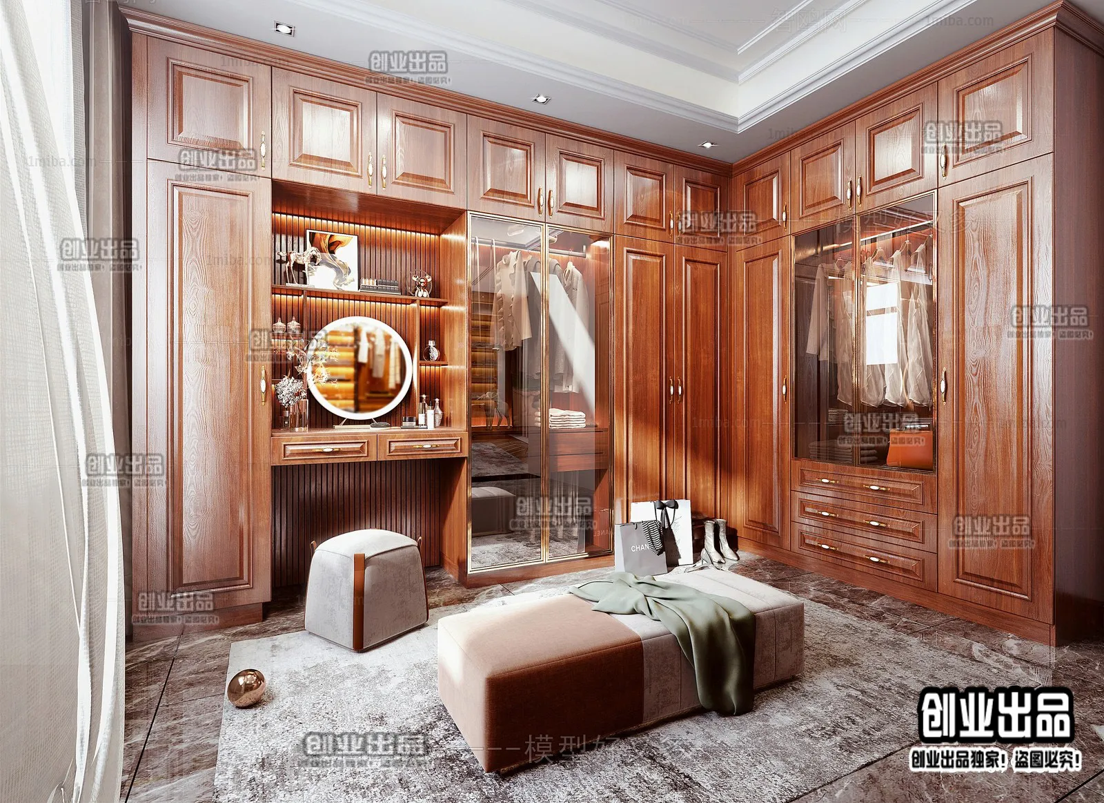 Dressing Room 3D Interior Scene - American Style - 004