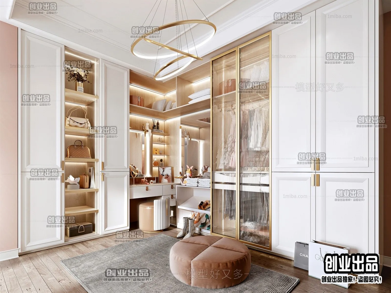 Dressing Room 3D Interior Scene - American Style - 005