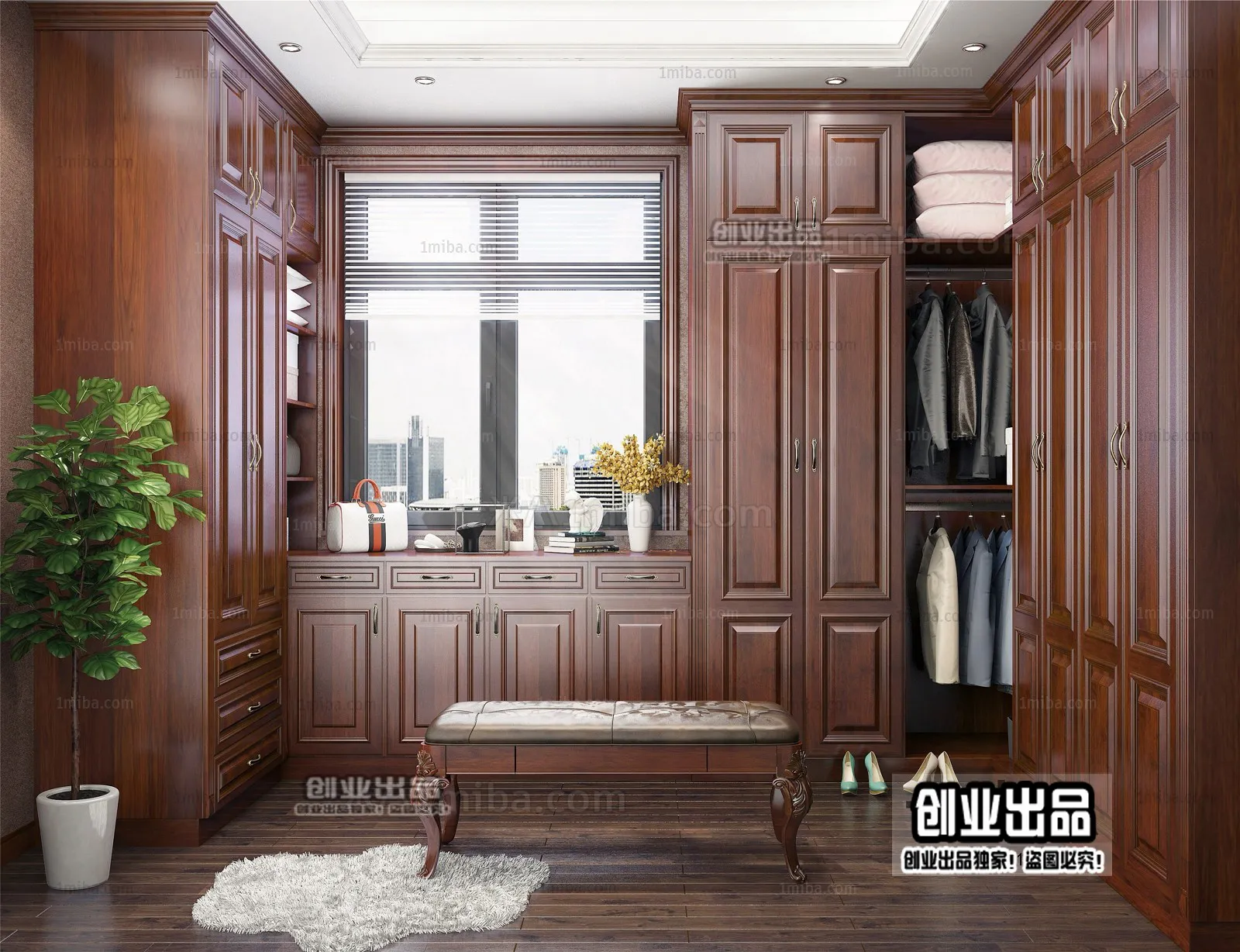 Dressing Room 3D Interior Scene - American Style - 006