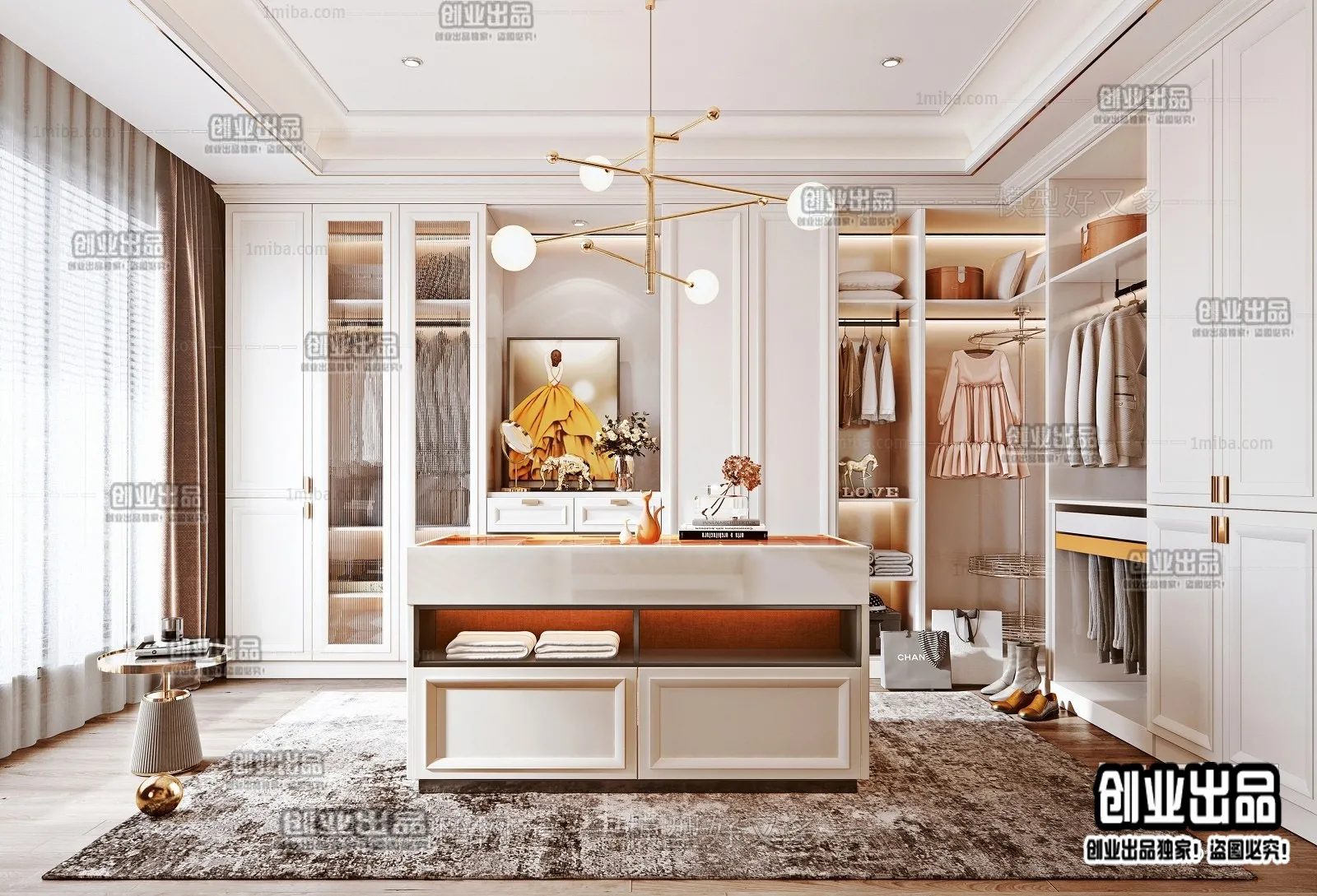 Dressing Room 3D Interior Scene - American Style - 007