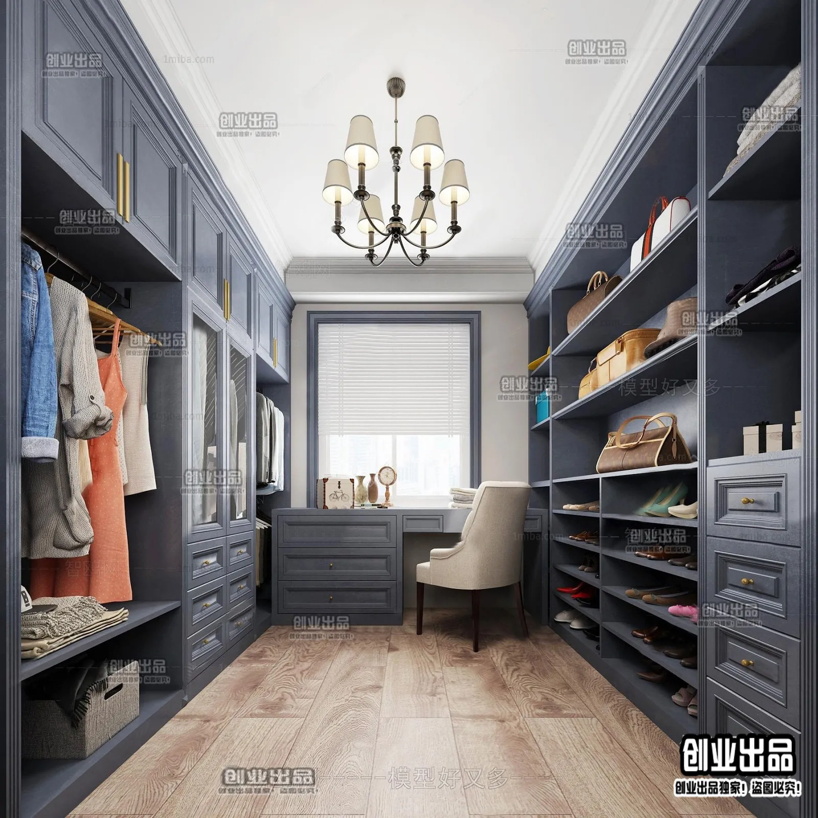 Dressing Room 3D Interior Scene - American Style - 008