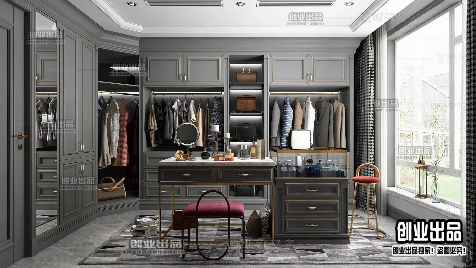 Dressing Room 3D Interior Scene - American Style - 010