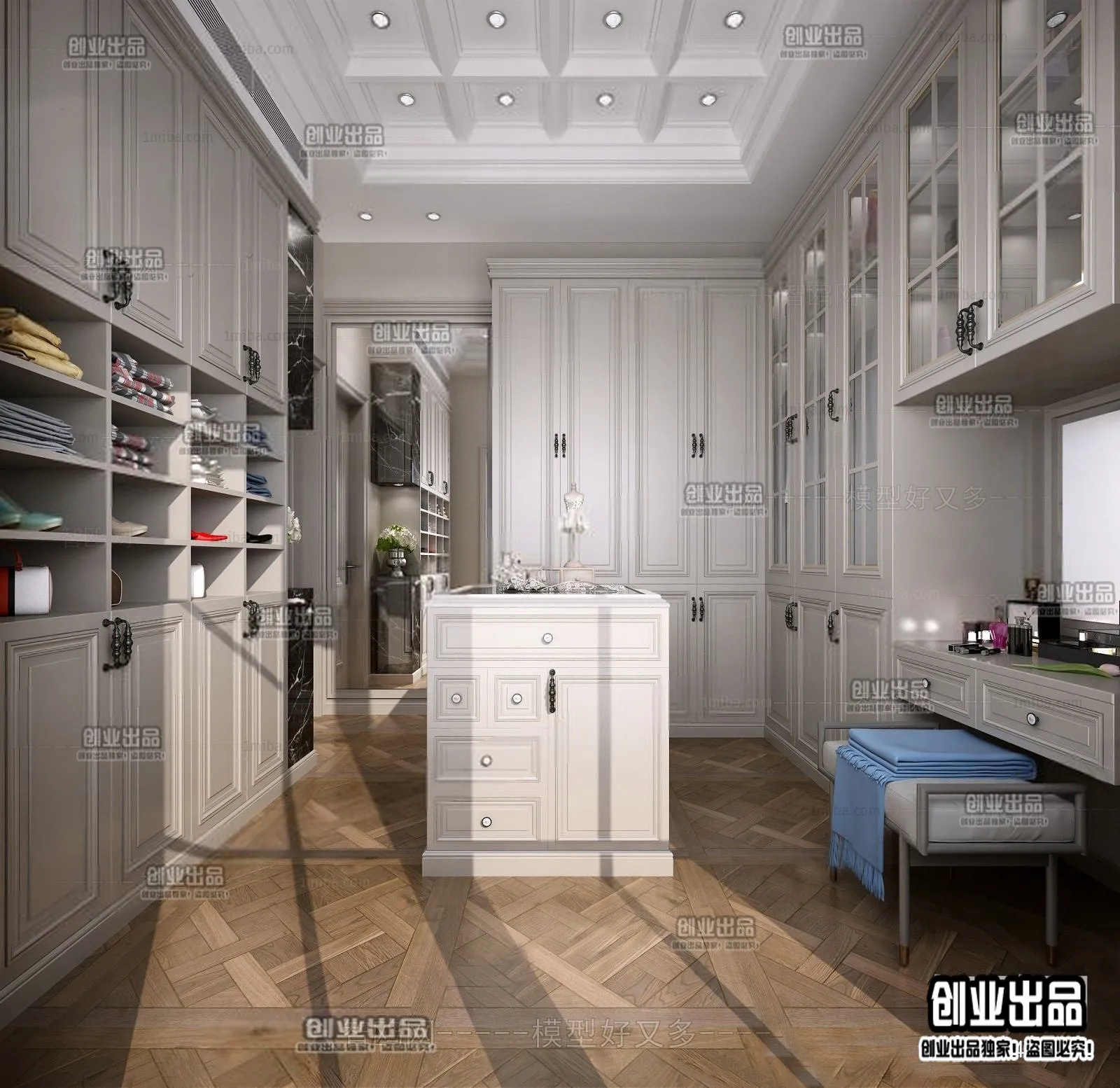 Dressing Room 3D Interior Scene - American Style - 014