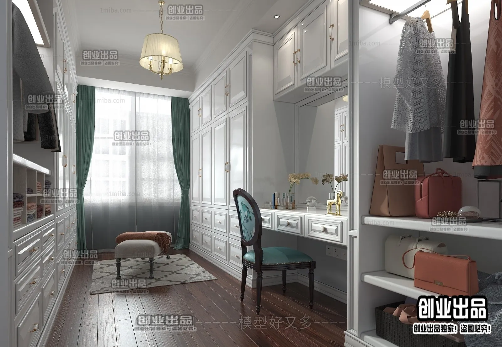 Dressing Room 3D Interior Scene - American Style - 016