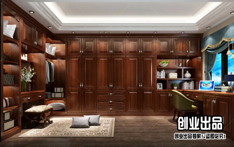 Dressing Room 3D Interior Scene - American Style - 017