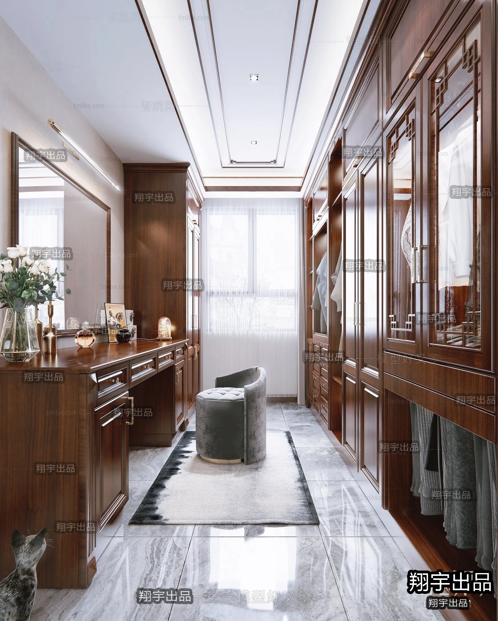 Dressing Room 3D Interior Scene - American Style - 018