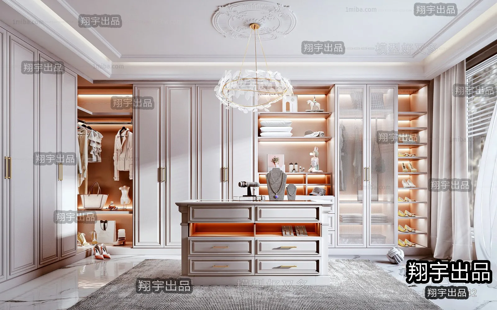 Dressing Room 3D Interior Scene - American Style - 019