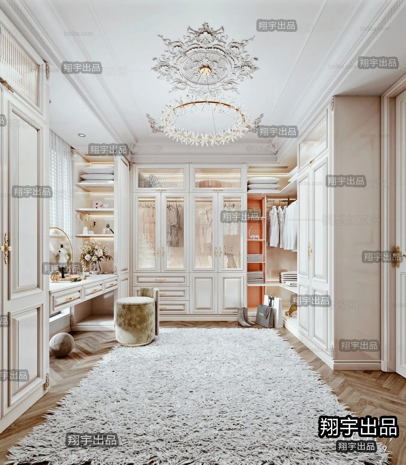 Dressing Room 3D Interior Scene - American Style - 021