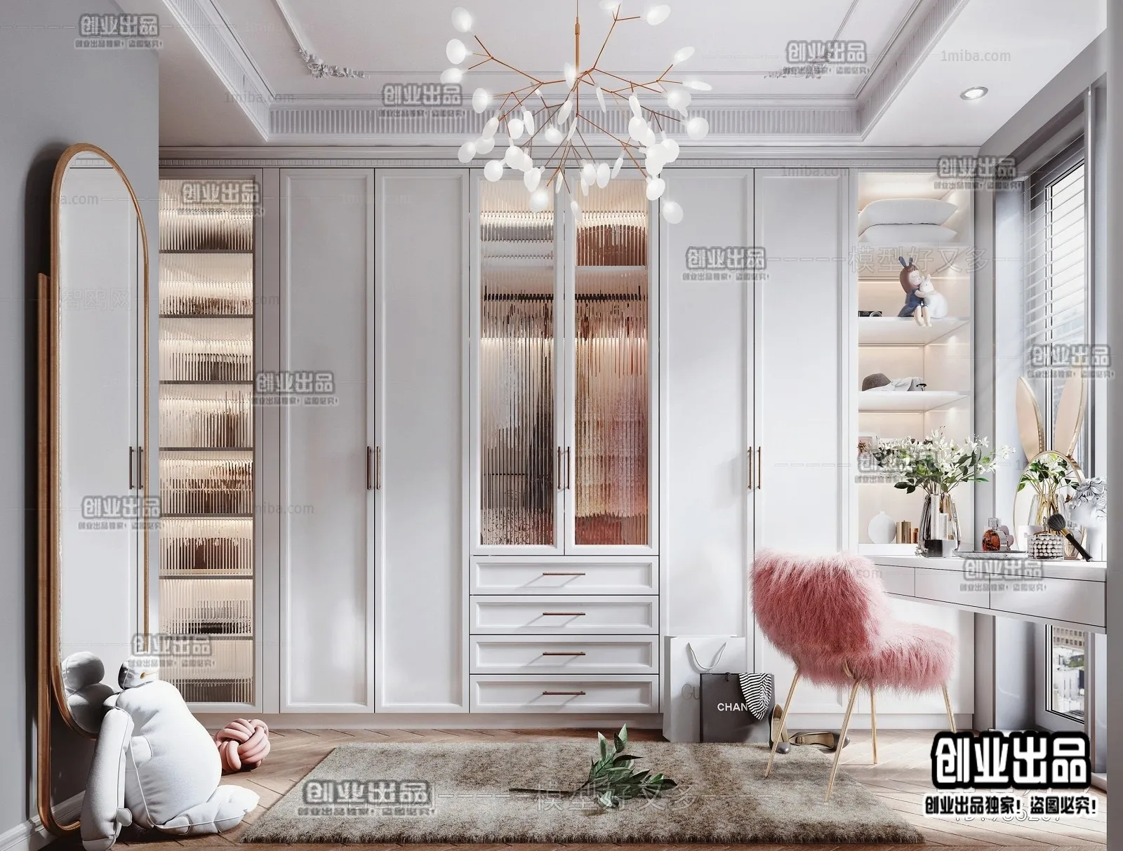 Dressing Room 3D Interior Scene - American Style - 023