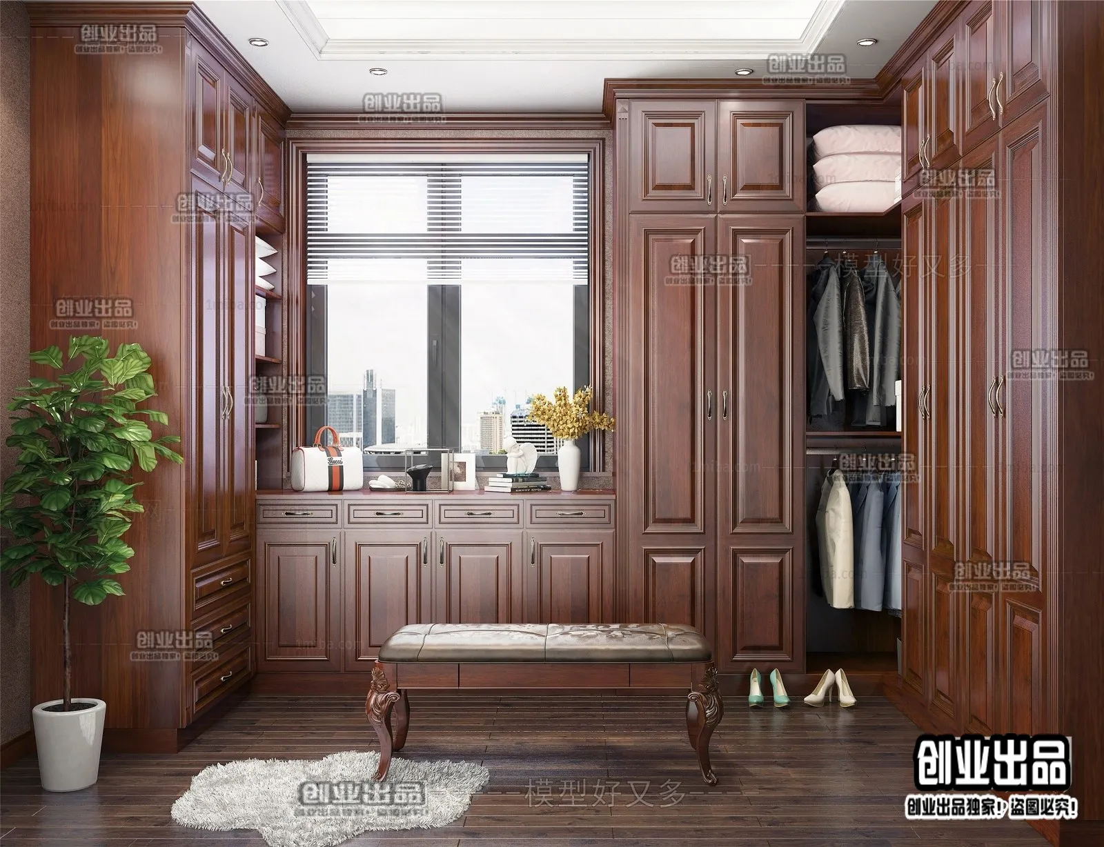 Dressing Room 3D Interior Scene - American Style - 024