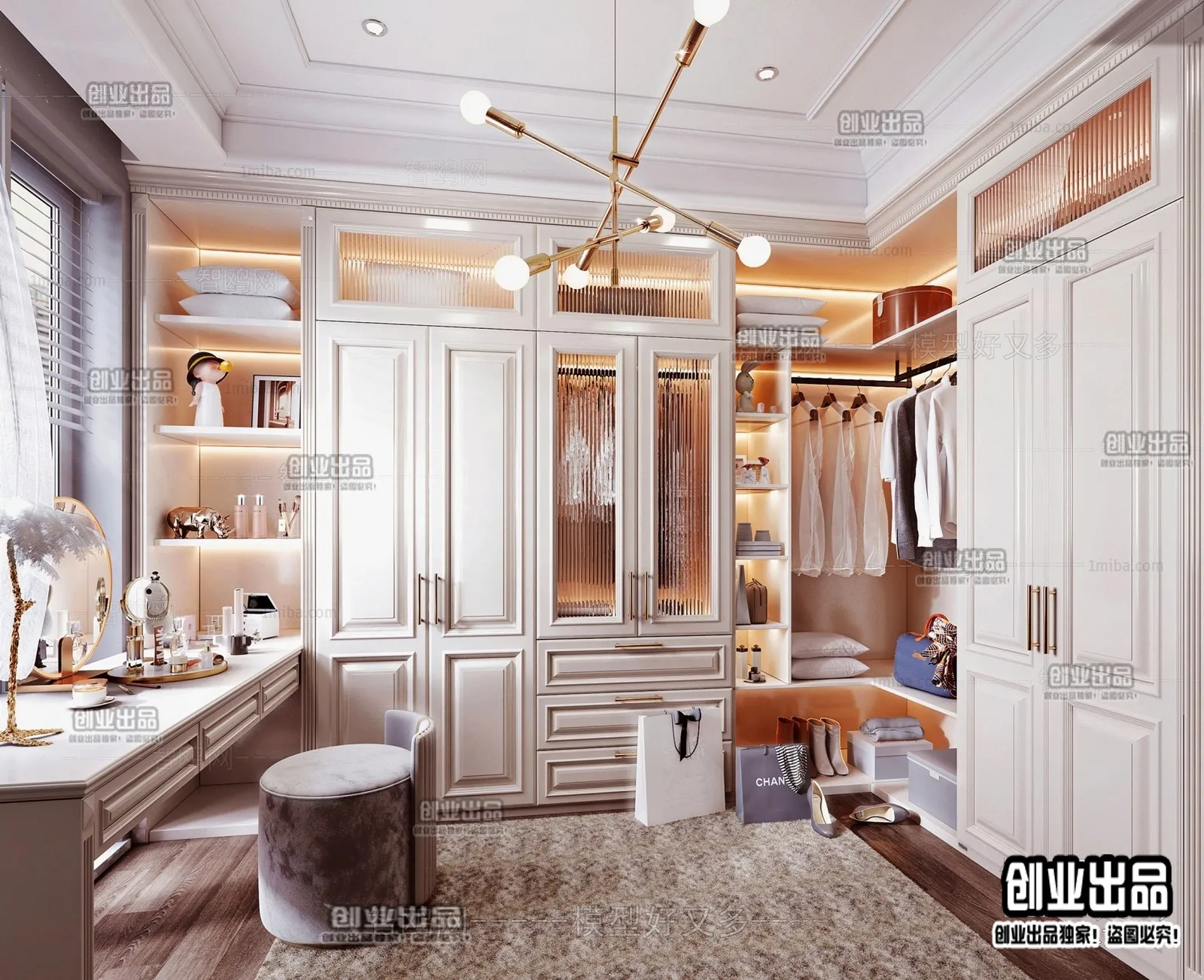 Dressing Room 3D Interior Scene - American Style - 025
