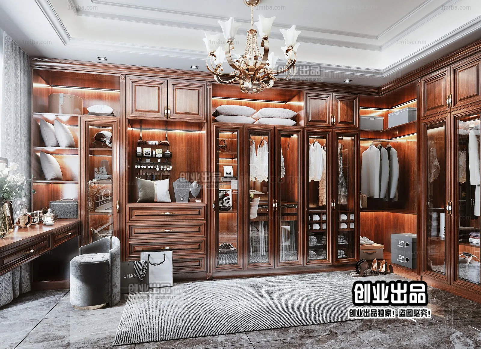 Dressing Room 3D Interior Scene - American Style - 026