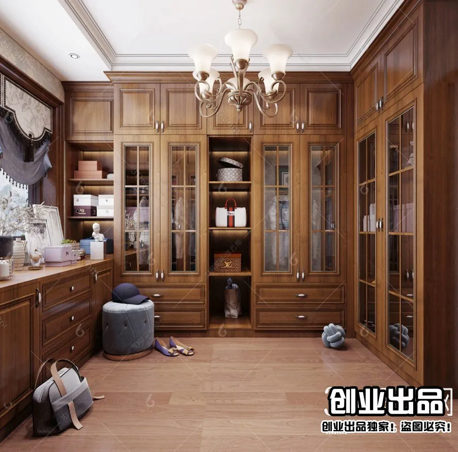 Dressing Room 3D Interior Scene - American Style - 028