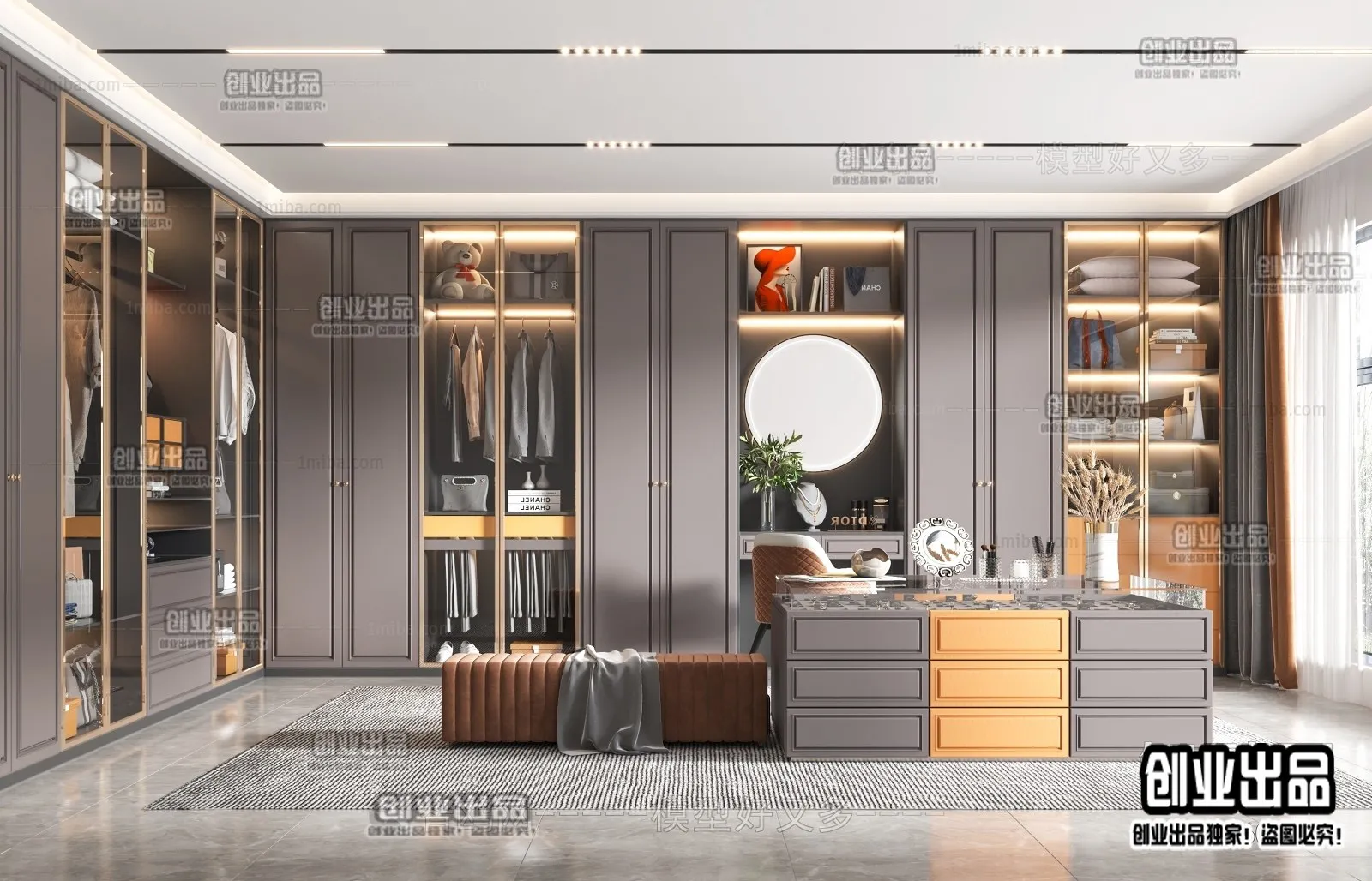 Dressing Room 3D Interior Scene - American Style - 029