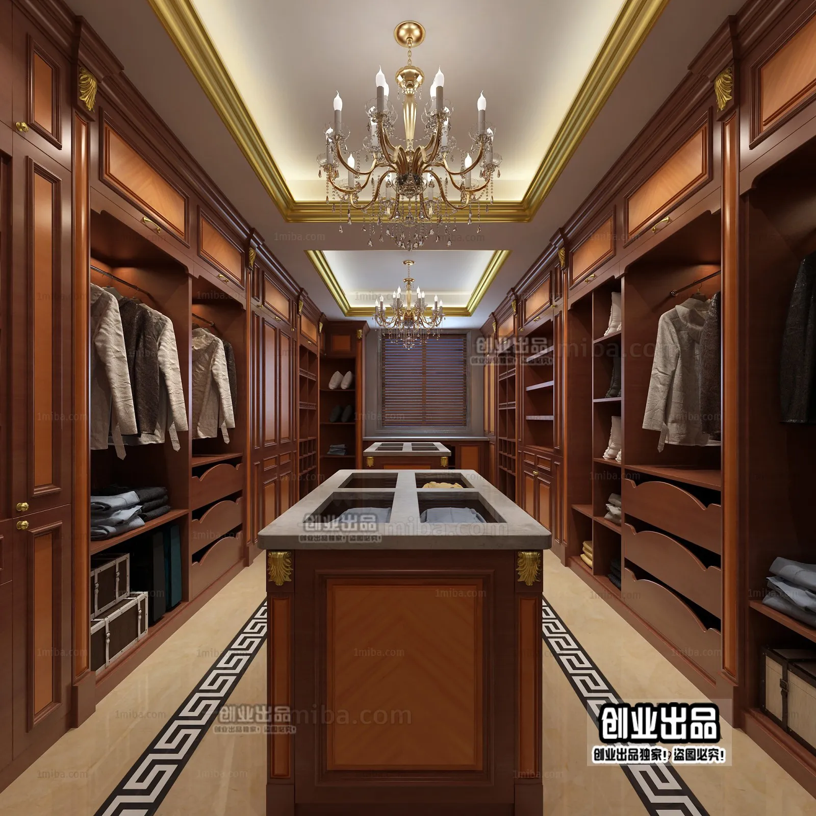 Dressing Room 3D Interior Scene - European Style - 002