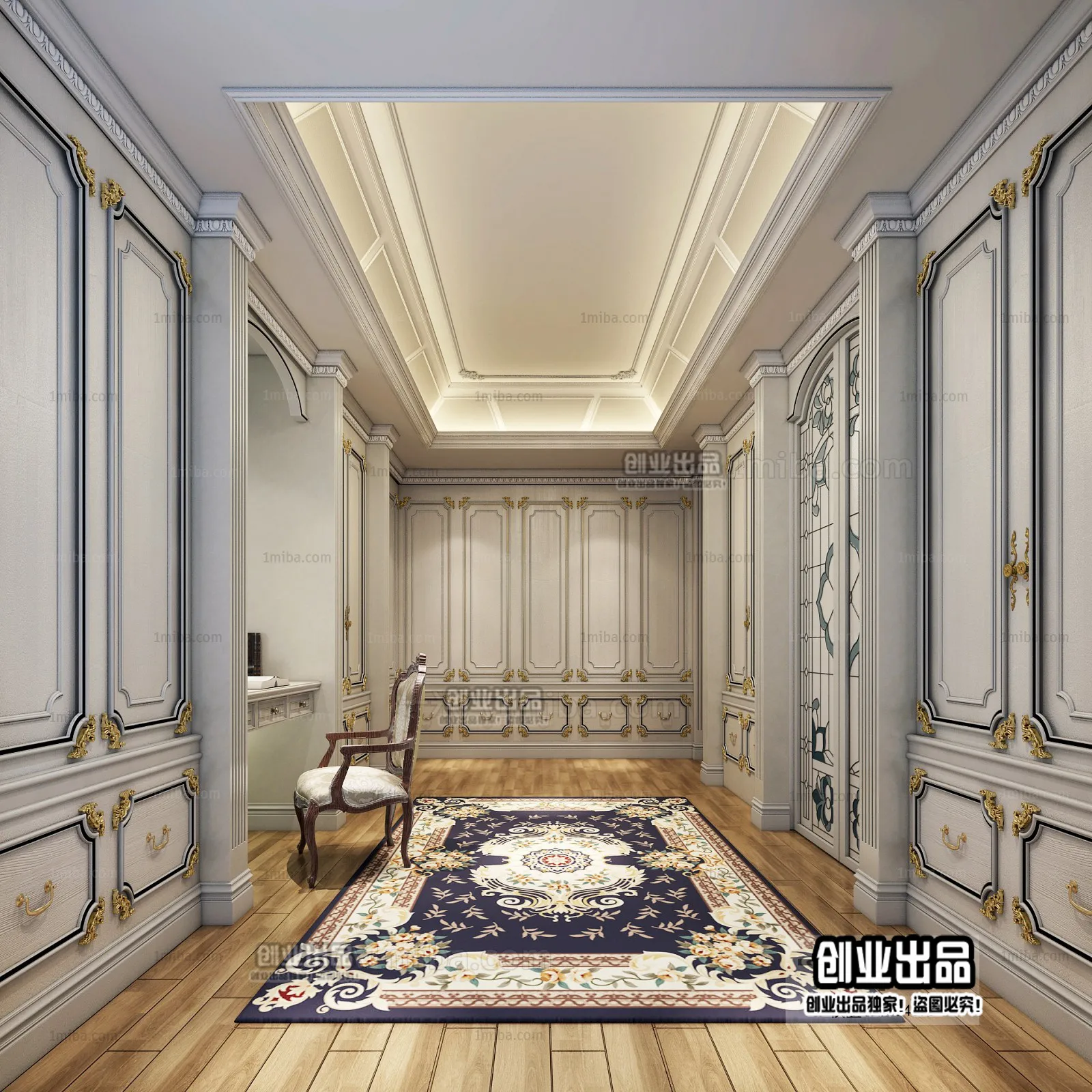 Dressing Room 3D Interior Scene - European Style - 003