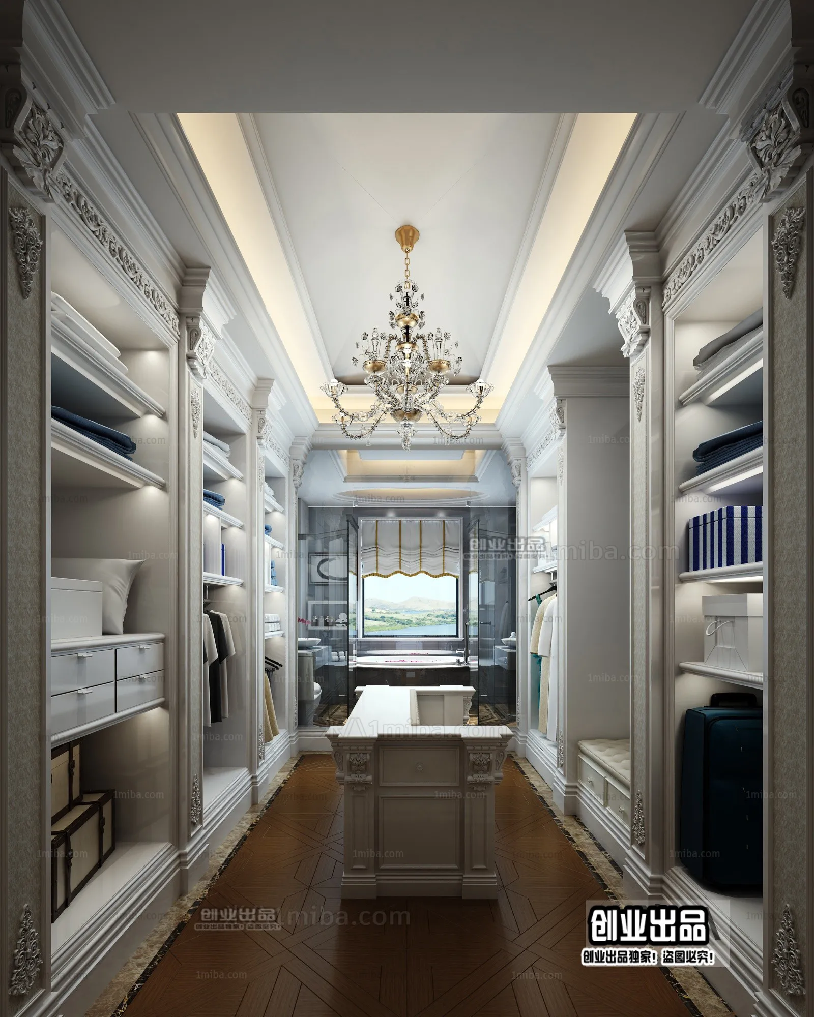 Dressing Room 3D Interior Scene - European Style - 004