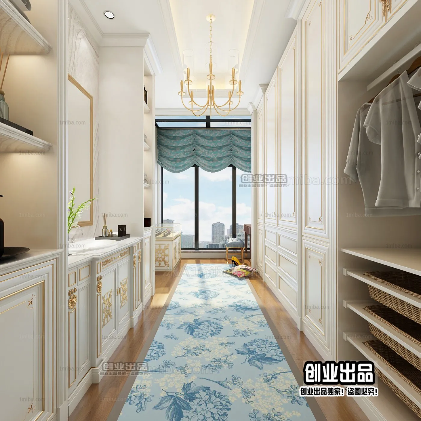 Dressing Room 3D Interior Scene - European Style - 005