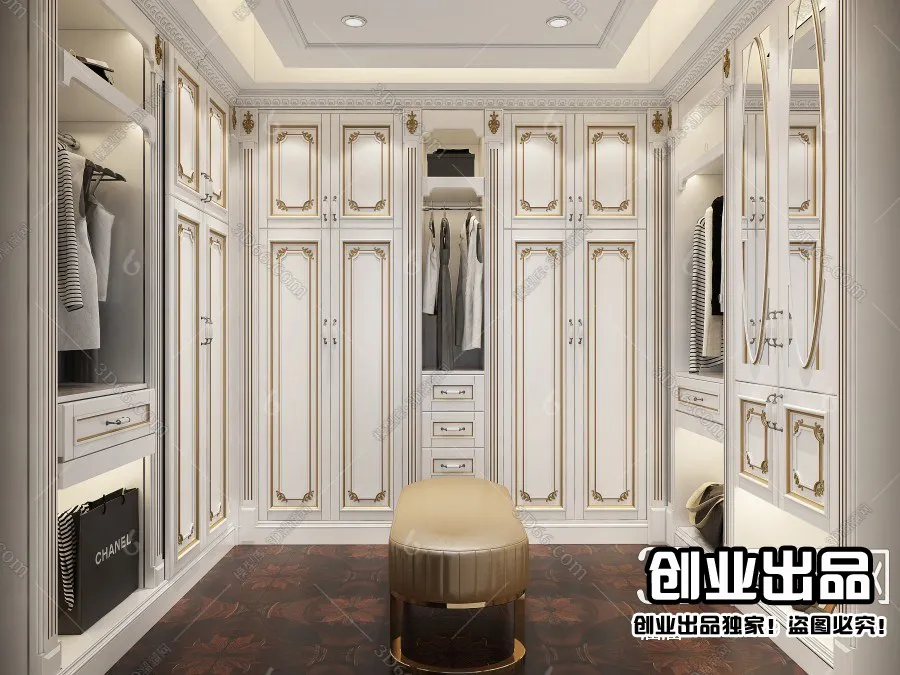 Dressing Room 3D Interior Scene - European Style - 006