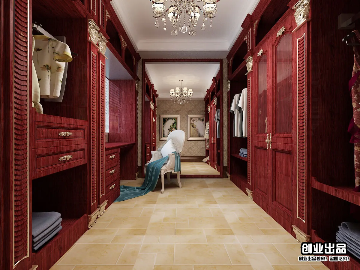 Dressing Room 3D Interior Scene - European Style - 009