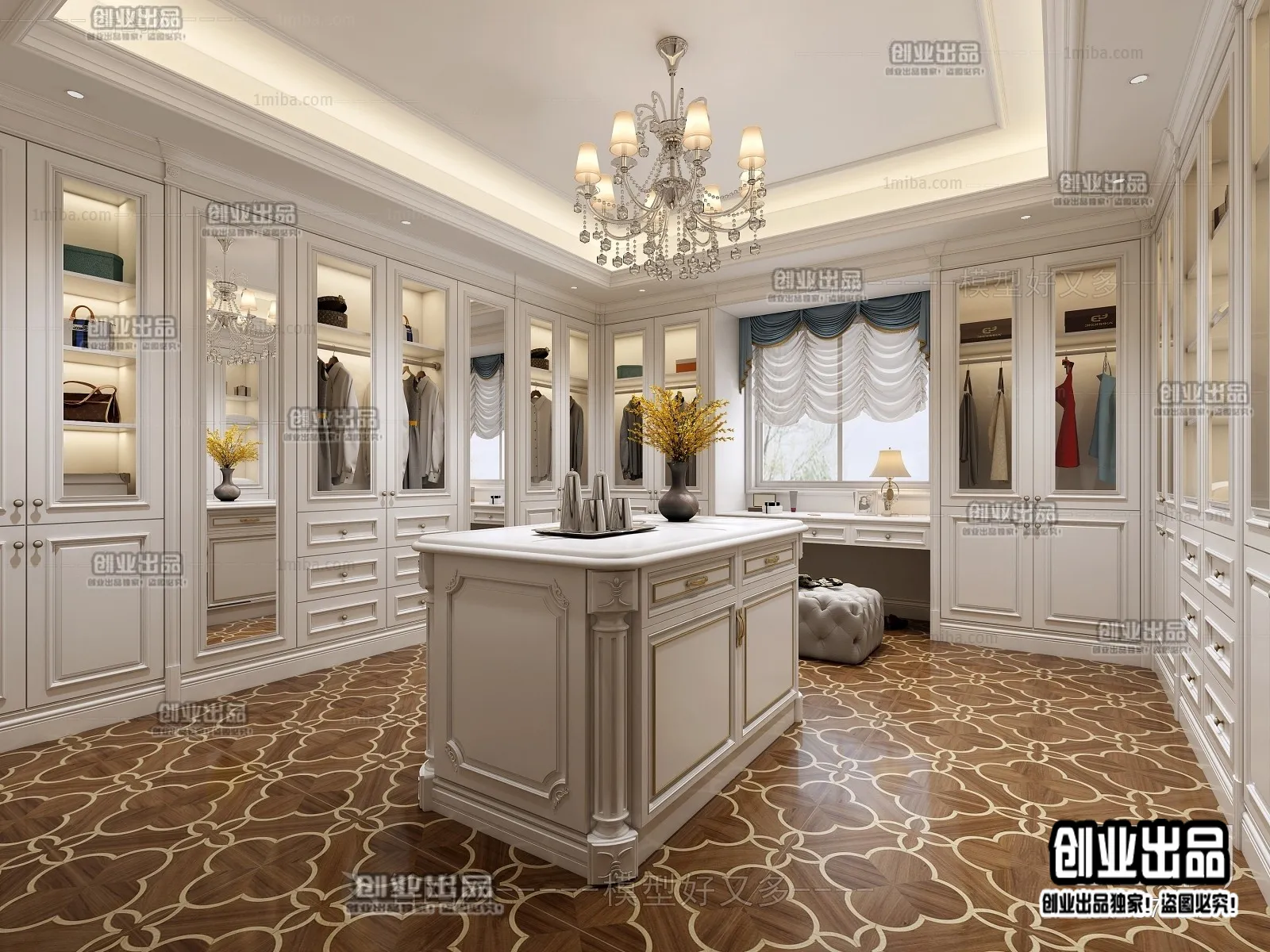 Dressing Room 3D Interior Scene - European Style - 012