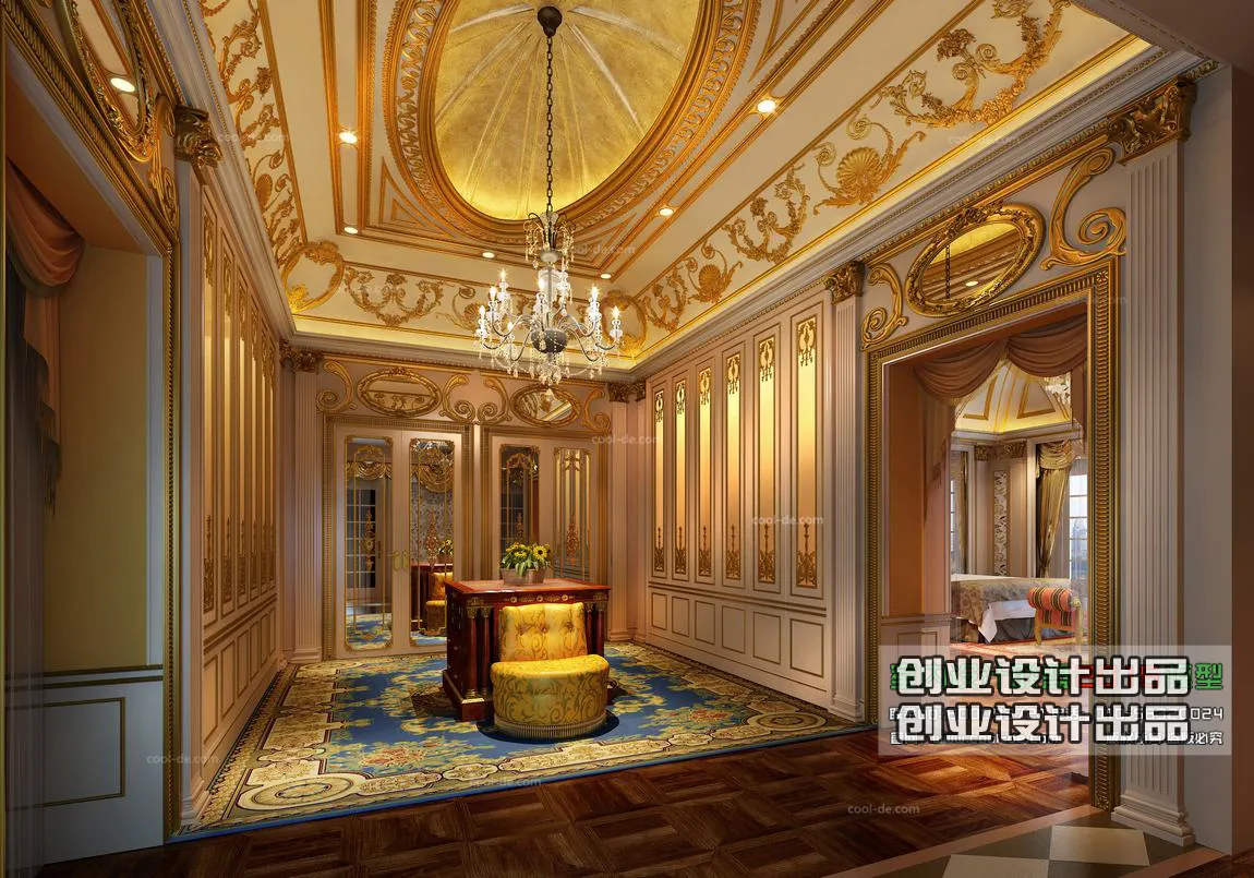 Dressing Room 3D Interior Scene - European Style - 014