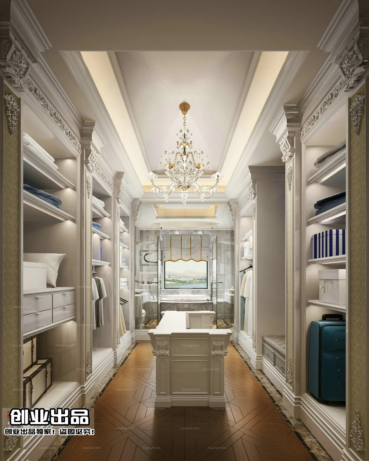 Dressing Room 3D Interior Scene - European Style - 016