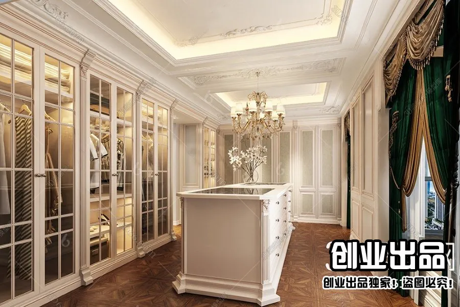 Dressing Room 3D Interior Scene - European Style - 019