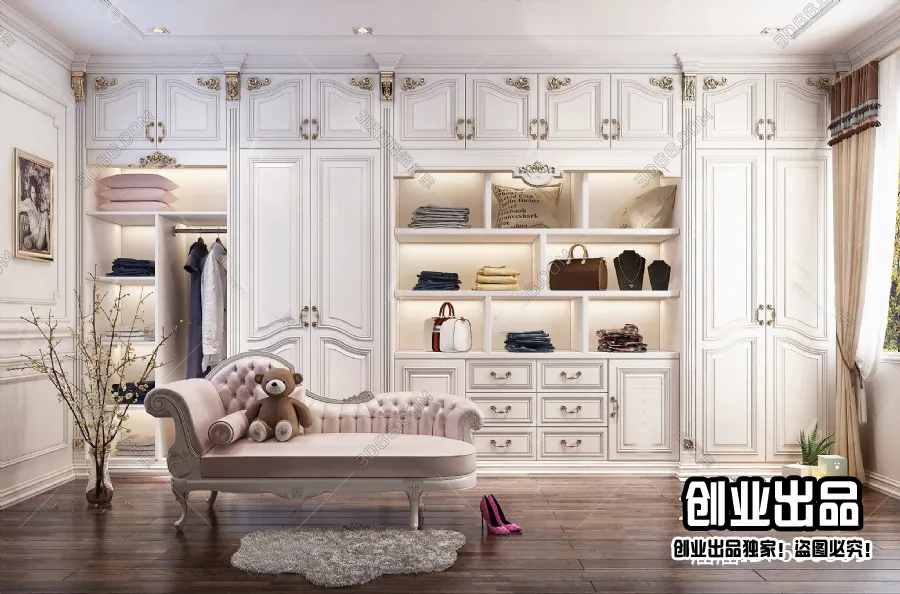 Dressing Room 3D Interior Scene - European Style - 020