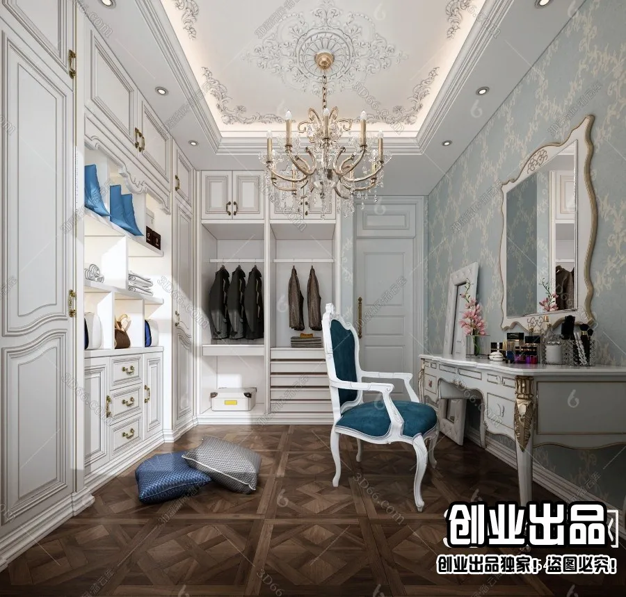 Dressing Room 3D Interior Scene - European Style - 021