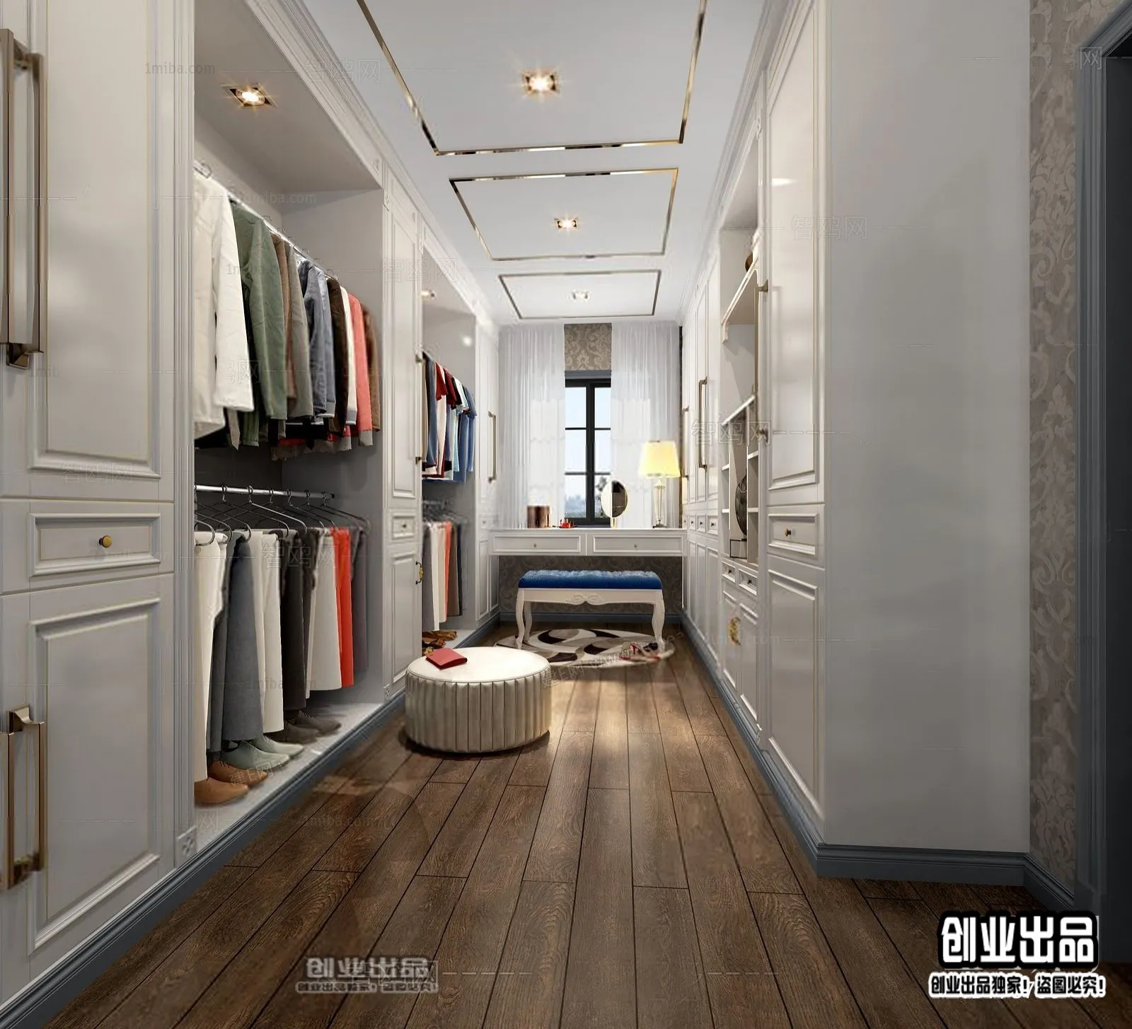 Dressing Room 3D Interior Scene - European Style - 023